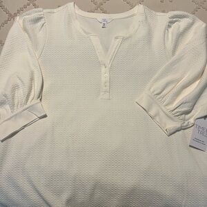 NWT Cream Short Puff Sleeve Tee